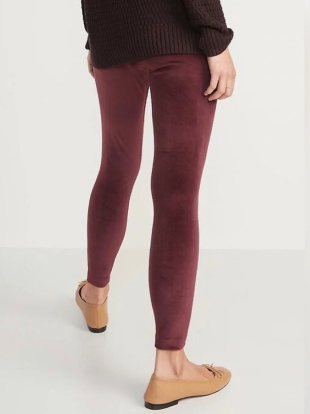 NWOT Old Navy High Waist Plush Velour Leggings - Burgundy